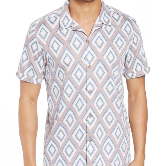 Brand New With Tags Ted Baker London Geometric Pastel Button Down Shirt - Picture 1 of 6